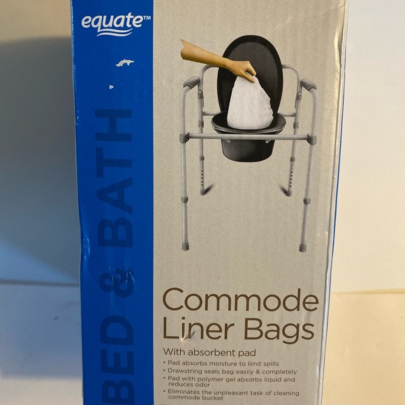 Equate Bed & Bath Commode Liner Bags with Absorbent Pad included 12 bag - Picture 1 of 6